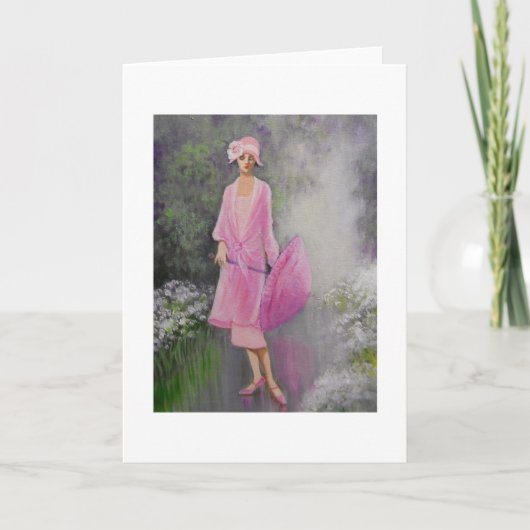 Art Deco, Dame met een parasol, Opmerking Kaart (Voorkant)