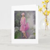 Art Deco, Dame met een parasol, Opmerking Kaart (Gele Bloem)