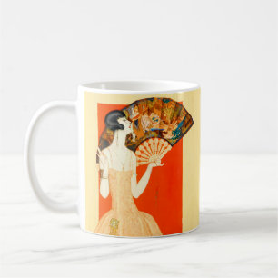 art deco dame met ventilator koffiemok