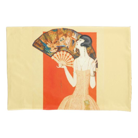 art deco dame met ventilator kussensloop (Voorkant-Links)