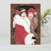  Art Deco-dames kerst Feestdagenkaart (Staand voorkant)