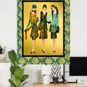 Art Deco Dames Mode Poster (Thuiskantoor)