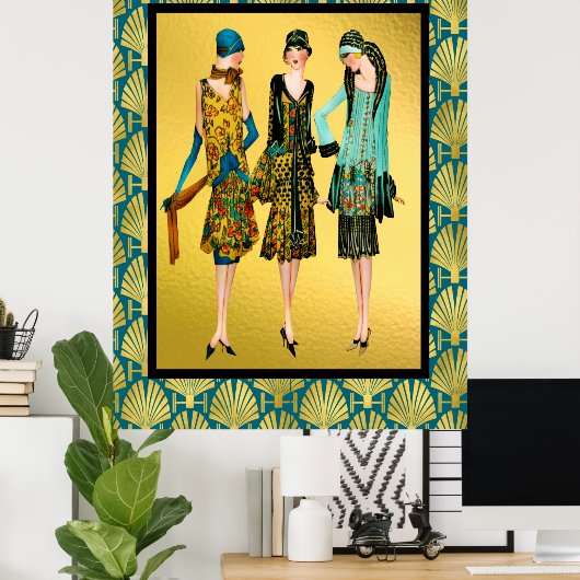 Art Deco Dames Mode Poster (Thuiskantoor)