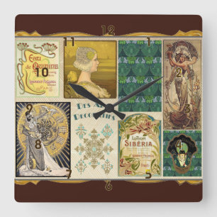 Art Deco Damesplein - wandklok Vierkante Klok