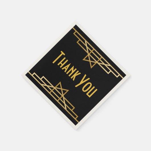  Art Deco Dank u Black & Gold Gatsby Servetten (Hoek)