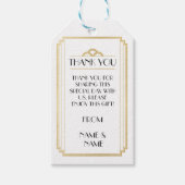 Art Deco Dank u Labels Wit Goud Bruiloft Cadeaulabel (Voorkant)