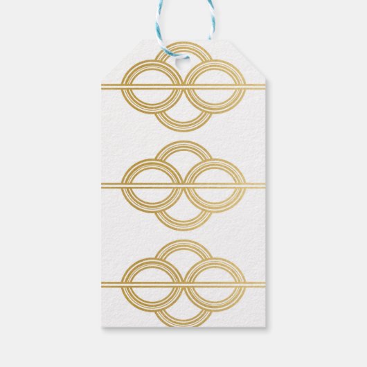 Art Deco Dank u Labels Wit Goud Bruiloft Cadeaulabel (Achterkant)