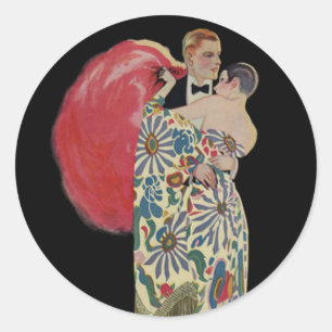 Art Deco dansen, vintage liefde en romantiek Ronde Sticker