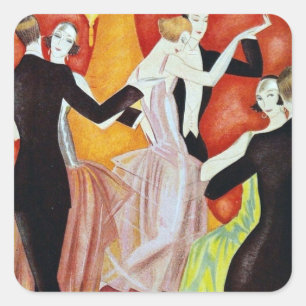 Art Deco Dansende Paren 1920 Balzaal Vierkante Sticker