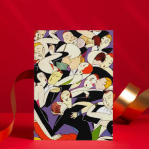 Art Deco Dansende Paren Patroon Jazz Era Jaren 2 Feestdagen Kaart