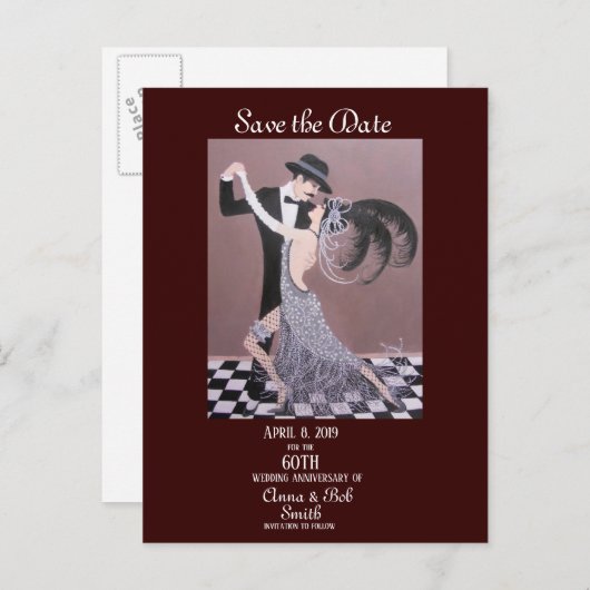 Art Deco-dansers, sla de datum op, Briefkaart (Voorkant / Achterkant)