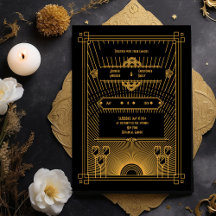 Art Déco Dark Elégant Mariage Invitation