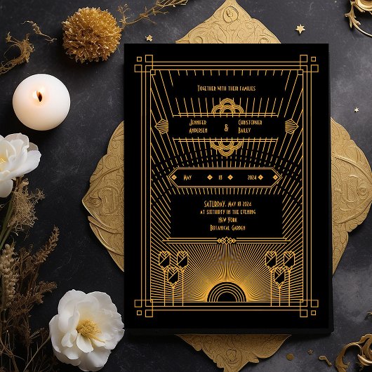 Art Déco Dark Elégant Mariage Invitation