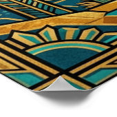 Art Deco Desert Sunset Poster - Geometric Saguaro  (Coin)