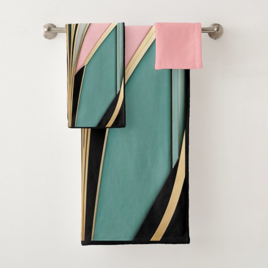 Art Deco Design Badhanddoek Set. Bad Handdoek (Insitu)