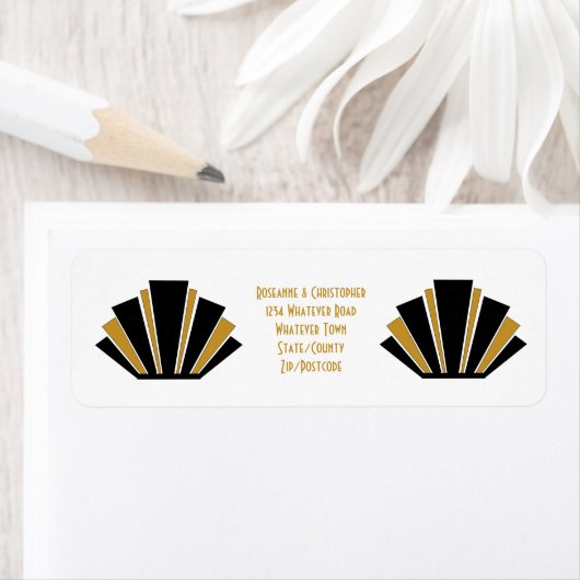 Art Deco Design Black en Gold Weddenschap Etiket (Insitu)