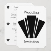 Art Deco Design Black en White Weddenation Kaart (Voorkant / Achterkant)
