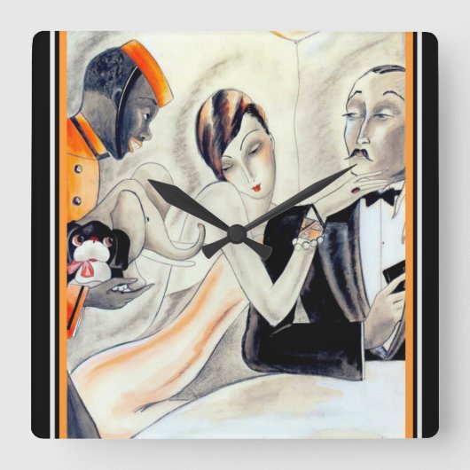 Art Deco Design Clock door Dodo Vierkante Klok (Voorkant)