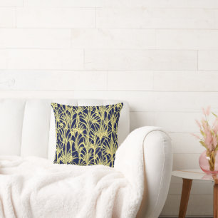 Art Deco Design met Velden in Blauw en Goud Kussen