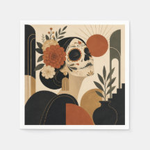 Art Deco Dia De Los Muertos en Halloween servetten