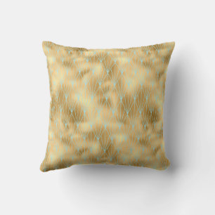 Art Deco diamantontwerp, goud & turkoois patroon Kussen