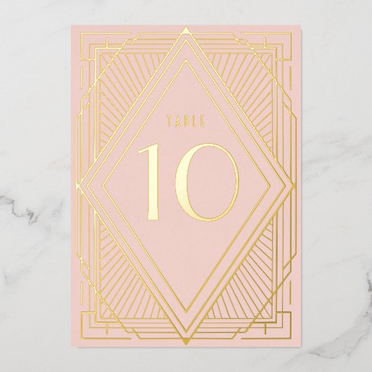 Art Déco Diamond Blush Mariage Numéro de table (Recto)