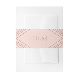 Art Deco Diamond Blush Pink Wedding Uitnodigingen Wikkel
