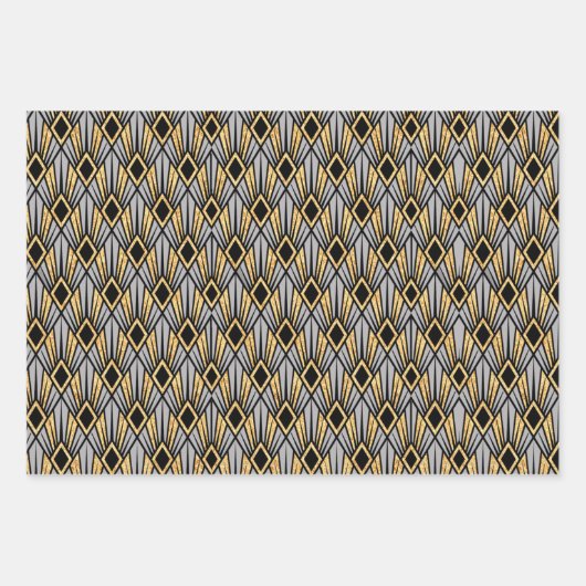 Art Deco Diamond Patroon Wrapping Papier Blad Inpakpapier Vel (Voorkant)