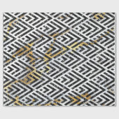 Art Deco Diamond Triangles Black White Marble Cadeaupapier (Vlak)