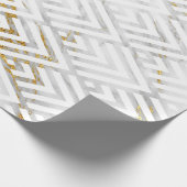 Art Deco Diamond Triangles Grey Gold White Marble Cadeaupapier (Hoek)