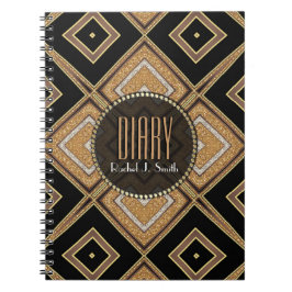 Art Deco Diamonds Black Gold Diary Notitieboek
