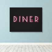 Art Deco Diner Sign Canvas Afdruk (Insitu (Houten vloer))