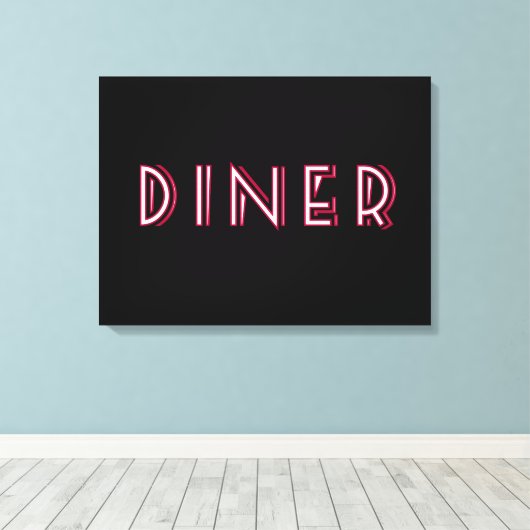 Art Deco Diner Sign Canvas Afdruk (Insitu (Houten vloer))