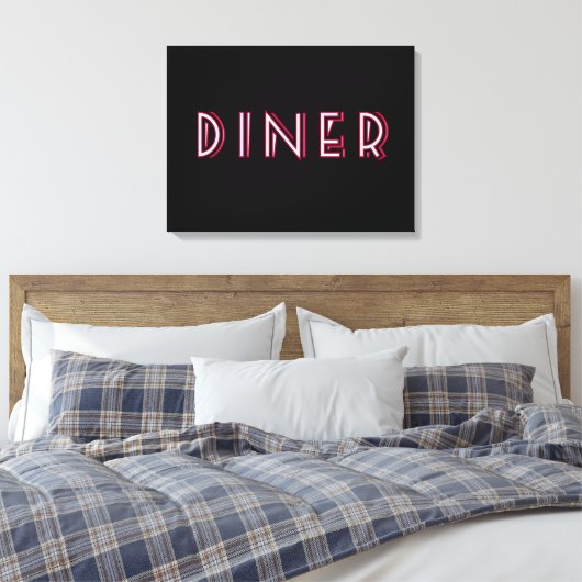 Art Deco Diner Sign Canvas Afdruk (Insitu (Slaapkamer))