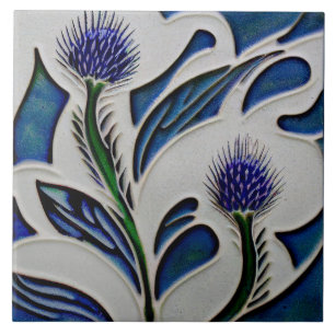 Art Deco Distel Wanddecoratie Art Nouveau Keramiek Tegeltje
