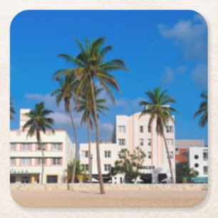 Art Deco District of South Beach Miami Vierkante Kartonnen Onderzetter