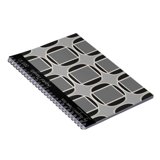 Art Deco Doet Marokko-Zwart-Grijs - Gepersonalisee Notitieboek (Rechterzijde)