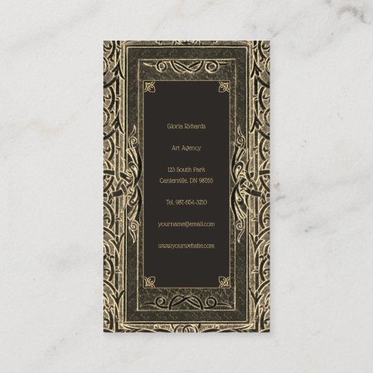 Art Déco d'or avec votre Carte de visite Monogramm (Dos)