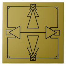 Art Deco Double Arrow op Black en Gold Tegel