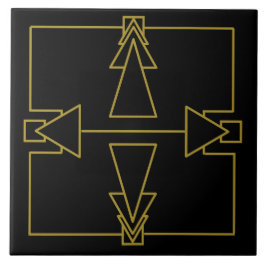 Art Deco Double Arrow Tegel Gold en Black Tegeltje