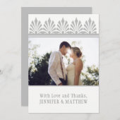 Art Deco Dove Grey en White Foto Dank u | Bedankkaart (Voorkant / Achterkant)