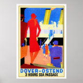  art deco Dover Ostend North Zee Ferry Poster (Voorkant)