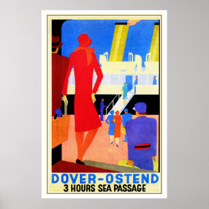  art deco Dover Ostend North Zee Ferry Poster