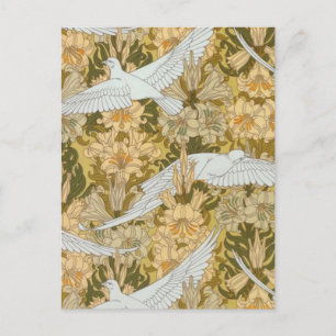  Art Deco Doves en Flowers Briefkaart