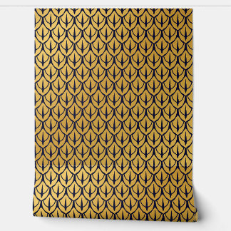 Art Deco Dragon Scales - Blue and Gold Scales Behang