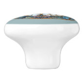 Art Deco Dragonfly Glas in lood Roze Goud Blauw Keramische Knop (Zijkant)