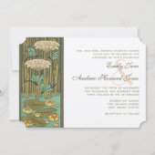 Art Deco Dragonfly Lily Pad Fairytale Wedding Kaart (Voorkant)