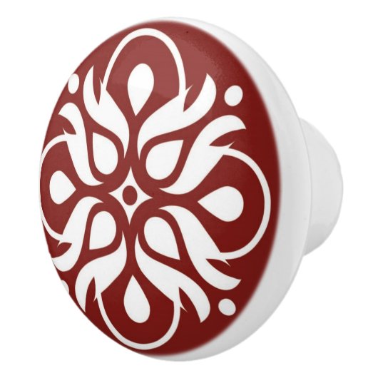Art Deco Drawer Pull - Burgundy Keramische Knop (Rechts)