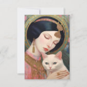  Art Deco Dreamy Design Vrouw en Kat Bedankkaart (Achterkant)