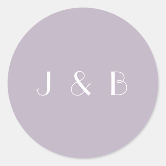  Art Deco Dusty Lila Eenvoudige Monogrammen Ronde Sticker (Voorkant)